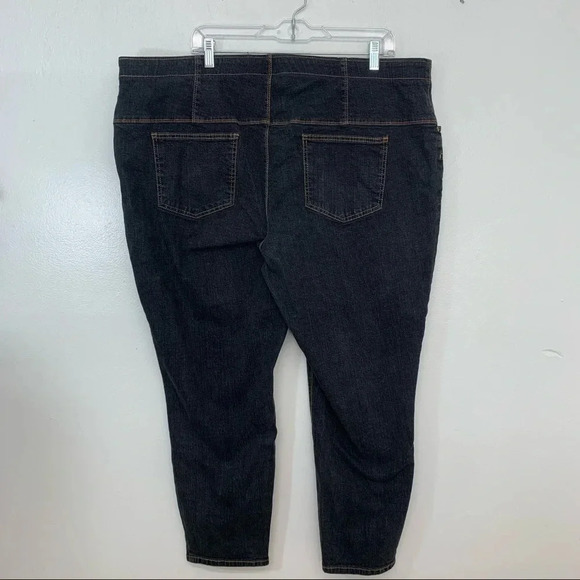 Denim & Co Womans Pull On Jeans Size 24WP  Black Straight Tapered Pockets Stretc - Picture 4 of 11
